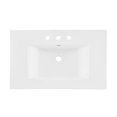 30" 3-Hole Centerset Vanity Sink Top In Glossy