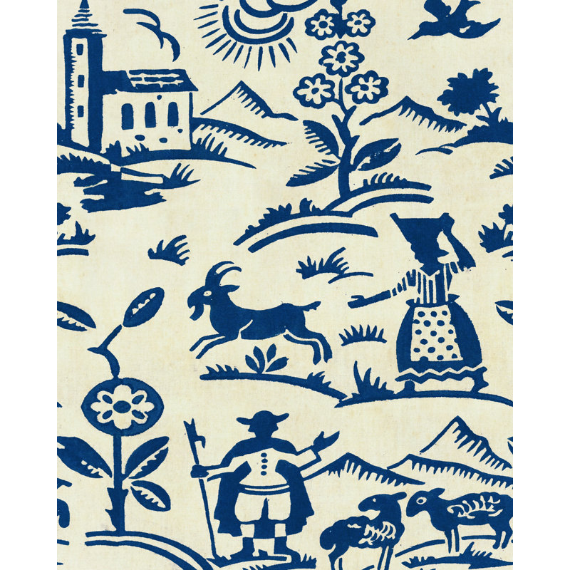 Tyrol Apres-Ski Home Wallpaper Roll, Beige/Indigo