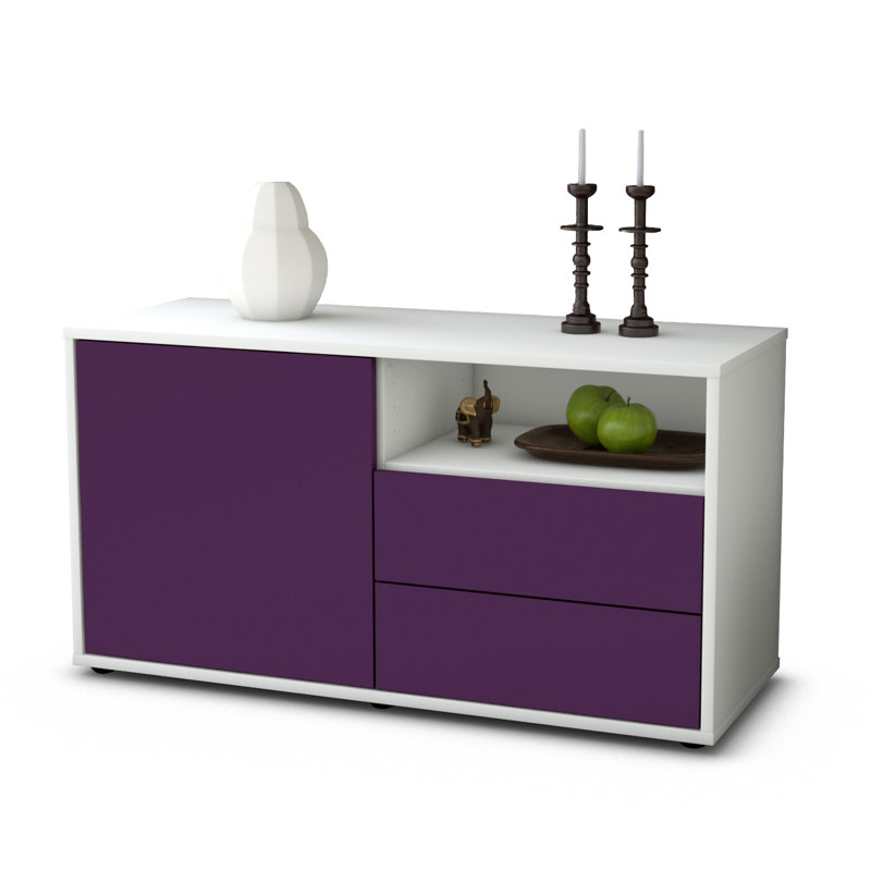 Tre 92cm W 2 - Drawer Chest of Drawers, White/Purple
