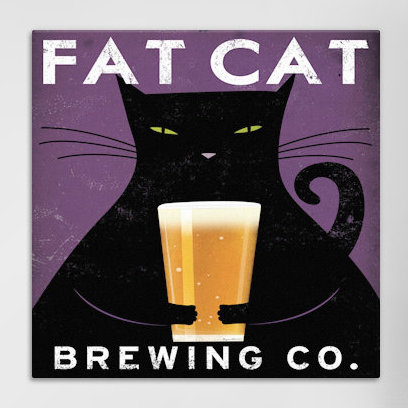 « chat brassing no city » par ryan fowler, affiche rétro sur toile tendue, H 26 po x l 26 po x P 1,5 po