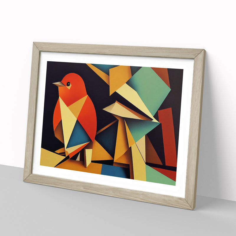 Abstract Robin Bird Vol.1 - Framed Print, 46cm H x 64cm W x 2cm D, Oak