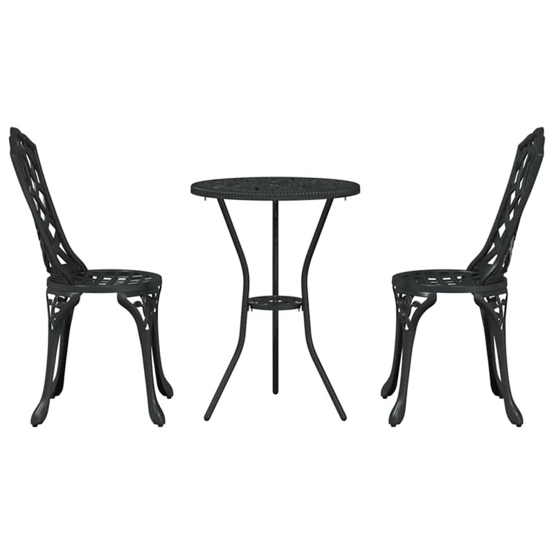 2 - Person Patio Dining Set with Rectangular Table , Cushions Included, Black