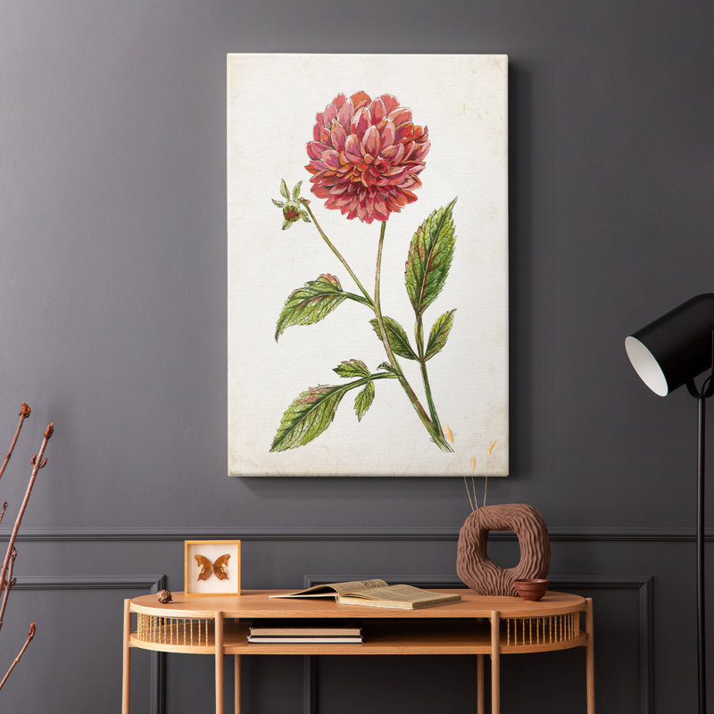 Scarlet Botanical I - Cavas enveloppés de galerie, H 60 po x l 40 po