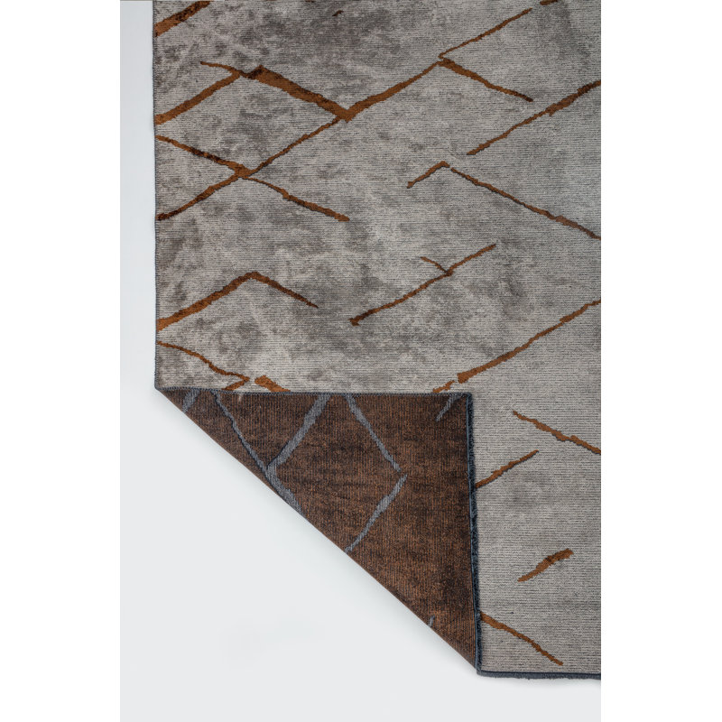 Brown Beige Abstract Luxury Area Rug, Rectangle 7'10" x 9'10"