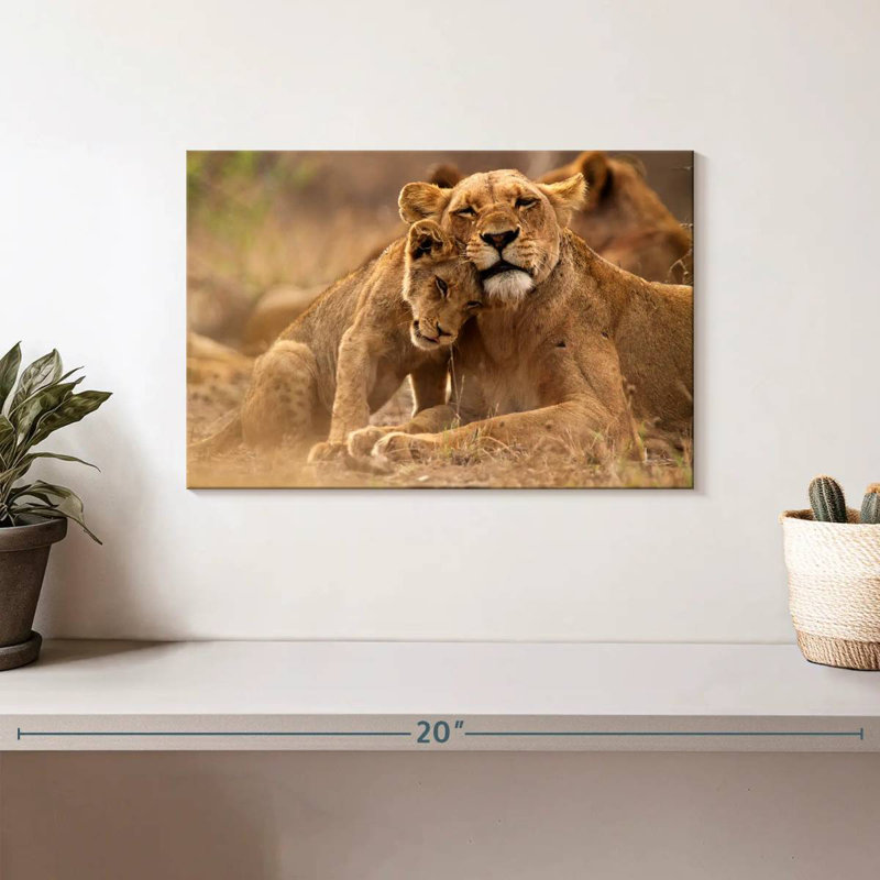 Lioness And Cub, 8" H x 12" W