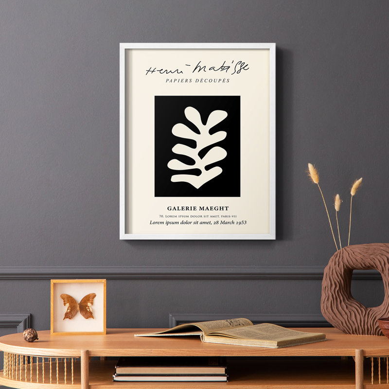 Matisse CL, reproduction encadrée - bois massif, Blanc, H 14 po x l 11 po