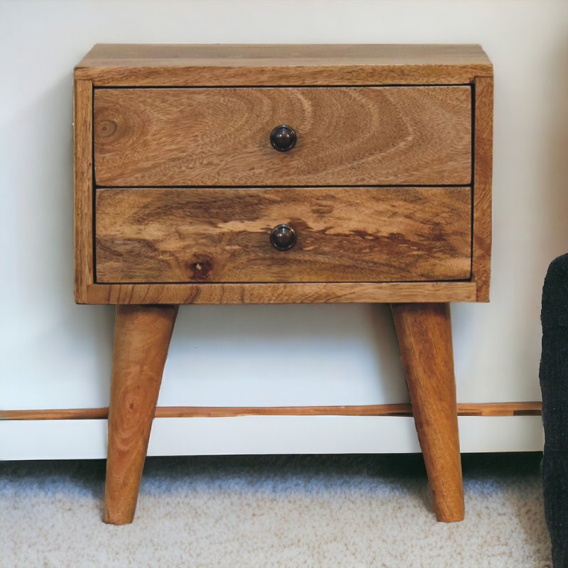 Chapmanville 35cm W Solid Wood Bedside Table, Oak-ish
