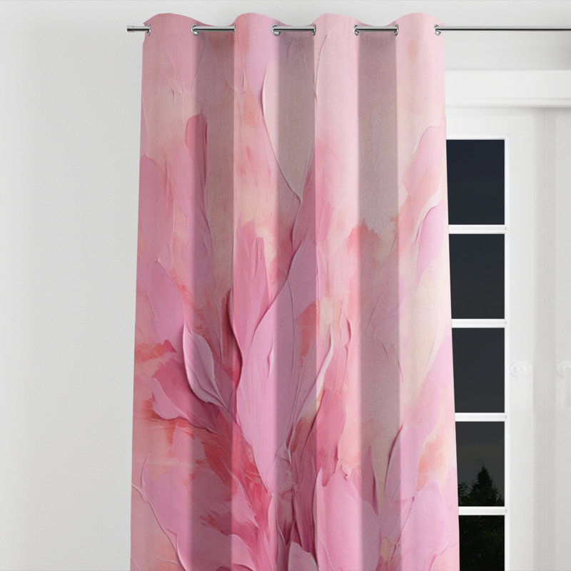 Gold And Pink Minimal Abstract River - Traditional Blackout Grommet Curtain - 1 Panel, 52" W x 63" L, Silver Grommets