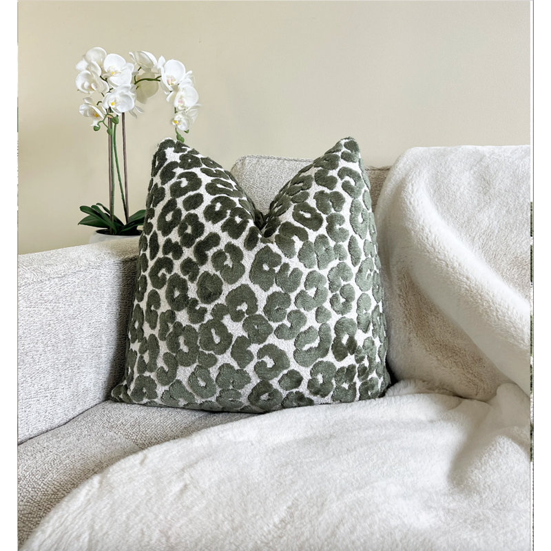 Housse de coussin en velours, Imprimé animal vert, H 22 po x l 22 po