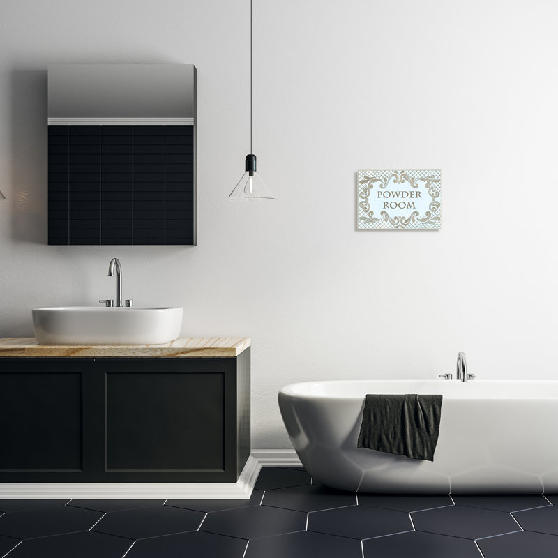 Salle de bain en treillis Poudre Aqua et Gold, Plaque murale, L 10 po x H 15 po