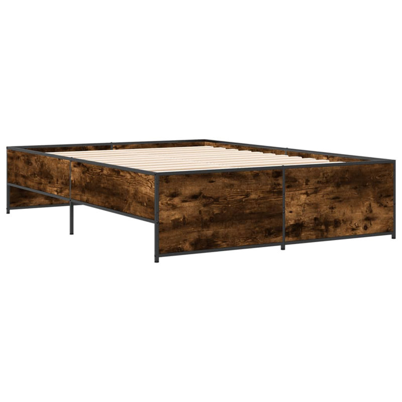 Vidaxl Bed Frame Engineered Wood And Metal, Smoked Oak, 120 x 200cm