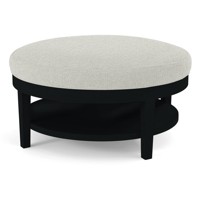 Midtown Upholstered Ottoman, Green and Blue Stripe; 0252-54, Black Finish