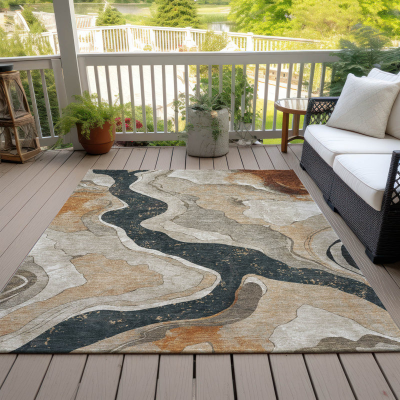 Machine Washable Indoor/Outdoor Husby ACN2219 Abstract Rug, Rectangle 2'6" x 3'10"