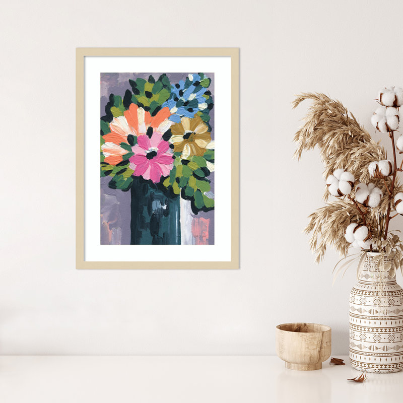 «Painterly Florals in Vase I» par Yvette St. Amant, reproduction d'art encadrée sur bois, H 25 po x l 19 po