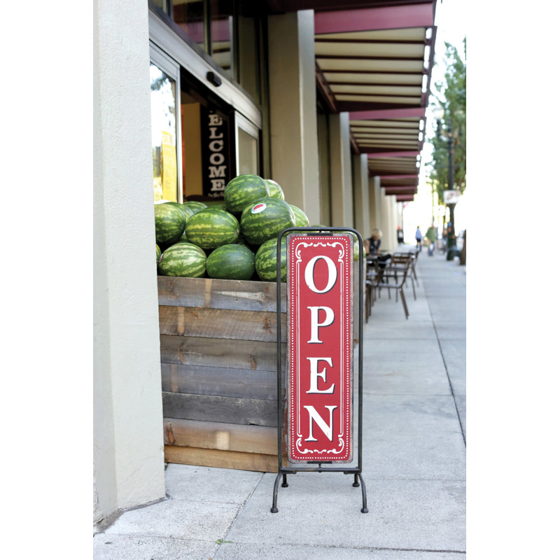 Free-Standing Metal Framed Open and Closed Sign