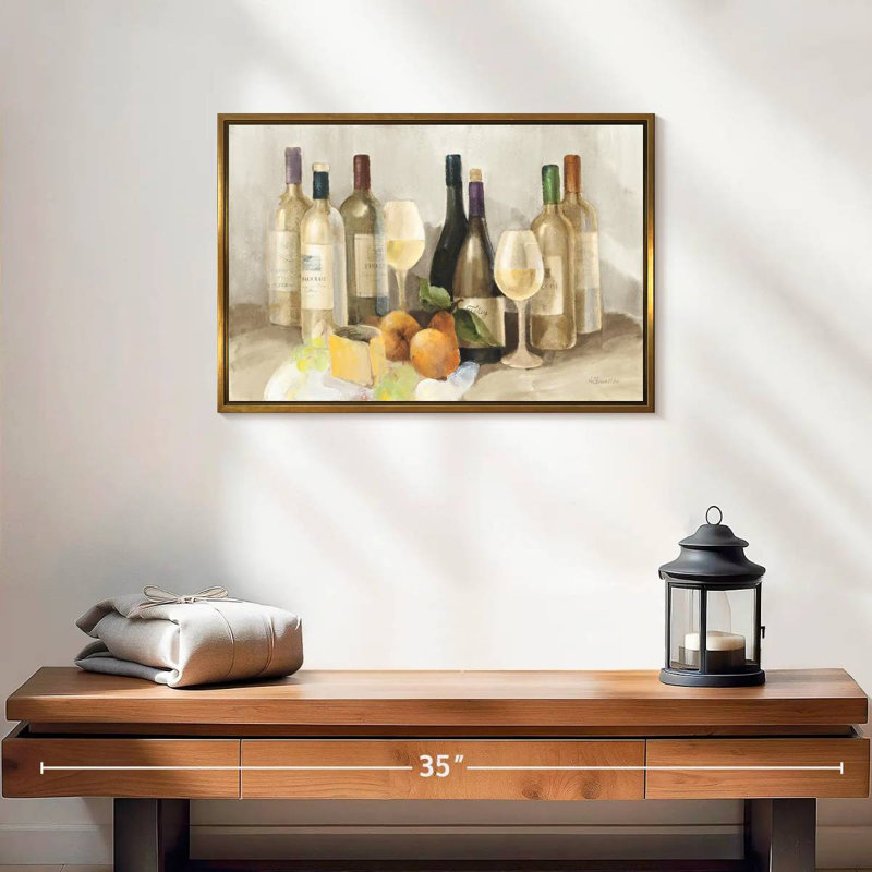 Vin et fruit II - lumière, 19 po x 13 po, Cadre flottant doré