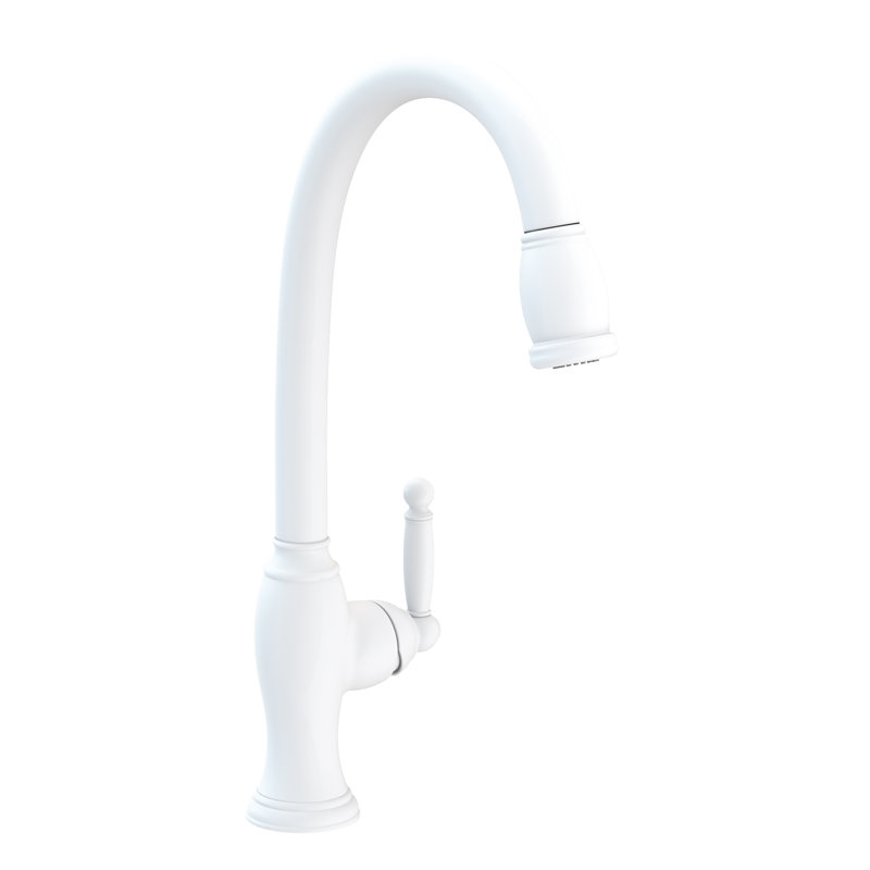 Nadya Single Handle Pull Down Kitchen Faucet, Matte White