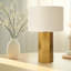 Lampe de table 20,8 po avec base en métal doré et abat-jour en lin, douille E26 - Éclairage décoratif moderne pour la chambre à coucher, le salon ou le bureau