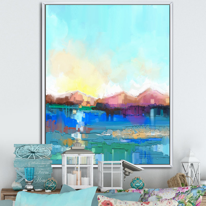 «Abstract Paintbrush Coastal Landscape - Traditional», décoration murale sur toile, H 12 po x l 8 po x P 1 po