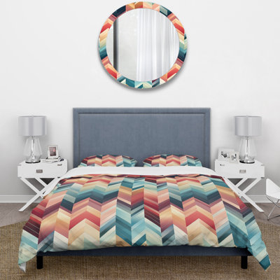 Global Chevron Mosaic Polyester Chevron / Zig Zag Duvet Cover Set