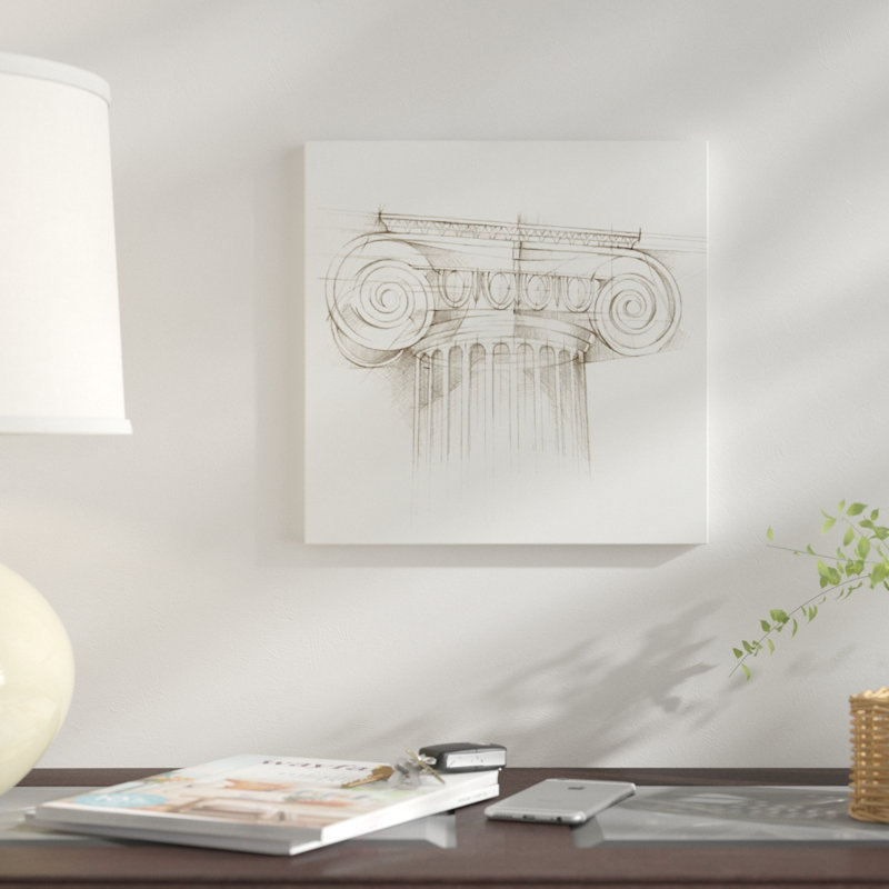 «Colonne Schématique III», impression sur toile, H 12 po x l 12 po x P 0,75 po, Pas de tapis, Toile tendue