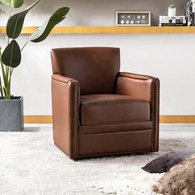 Tessler Leather Swivel Club Chair