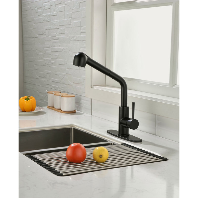 Robinets de cuisine avec douchette extractible, robinet d'évier de cuisine à poignée simple avec douchette extractible