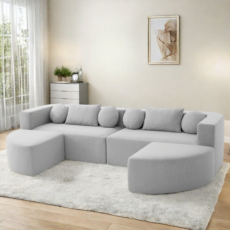 Canapé modulaire à compression Boneless, Boucle gris