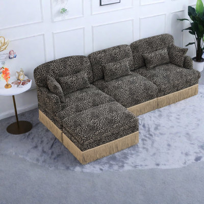 Deep Seat Chenille Sofas, Modern Leopard Modular Style For Home Living