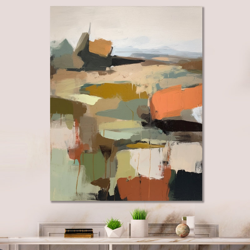 «Green and Beige Transcendant Reality III», reproduction d'art sur toile, H 44 po x l 34 po x P 1,5 po, Toile tendue