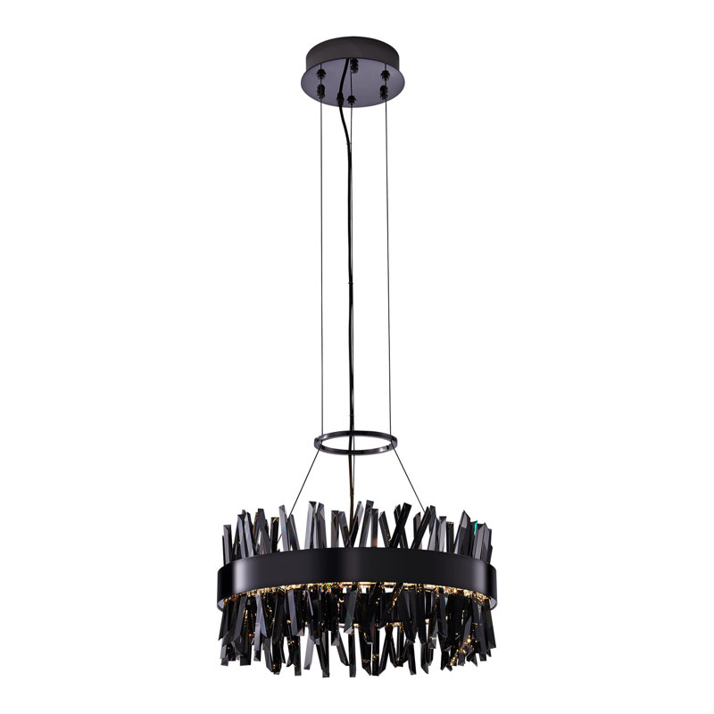 Luminaire suspendu en nickel noir à DEL Glacier 20 po (58 watts), H 10,25 po x l 20 po x P 20 po, 5520 lumens, 58 W