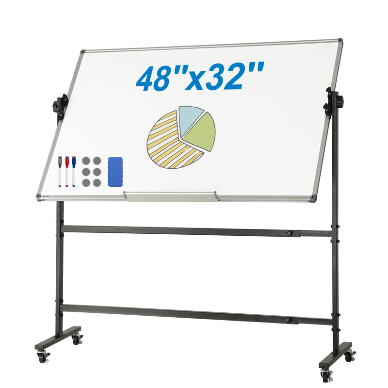 VEVOR 24" x 18" White Magnetic Rolling Freestanding Whiteboard