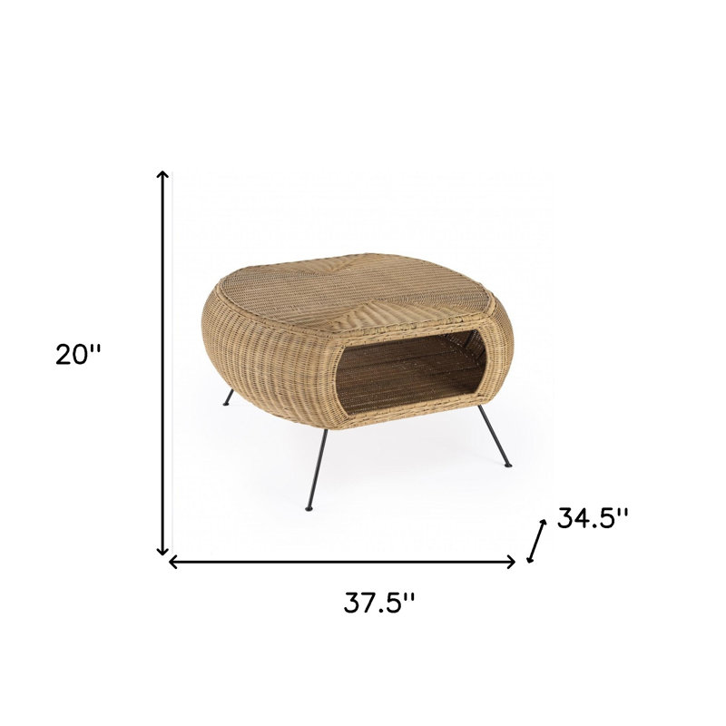 Table basse ovale en rotin et fer 38 po Gracie Mills