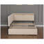 Structure de lit double tapissier avec tête de lit double, 2 tiroirs de rangement, lumière DEL et chargement USB, beige