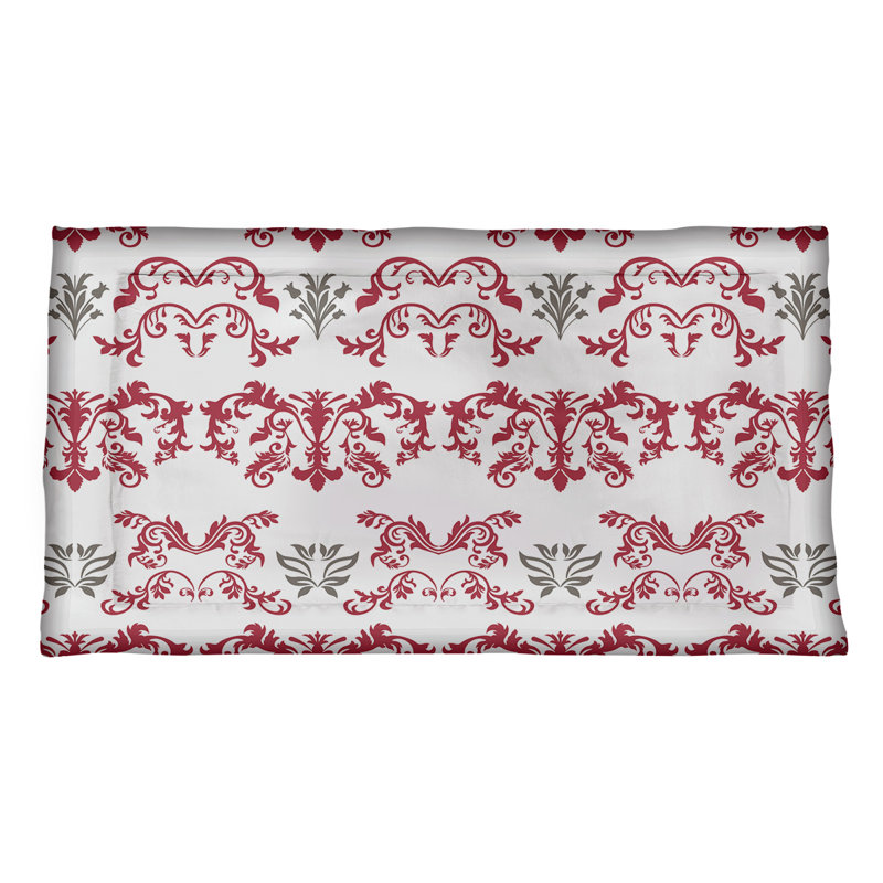 Football Baroque Pattern Pillow Sham, King, Microfiber, White/Red/Cedar