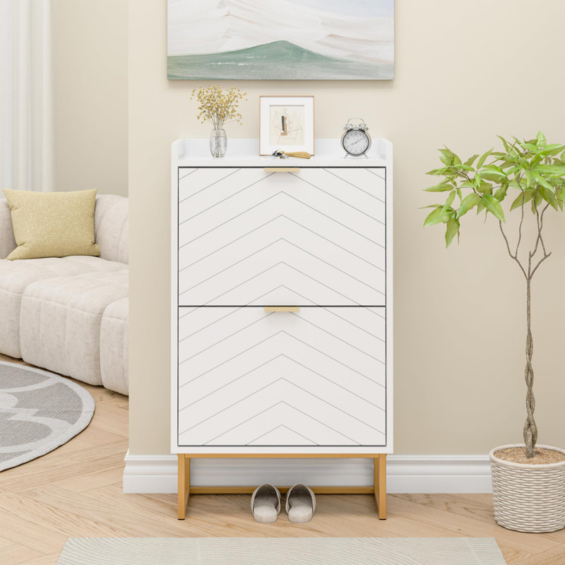 10 Pair Flip Down Shoe Storage, White