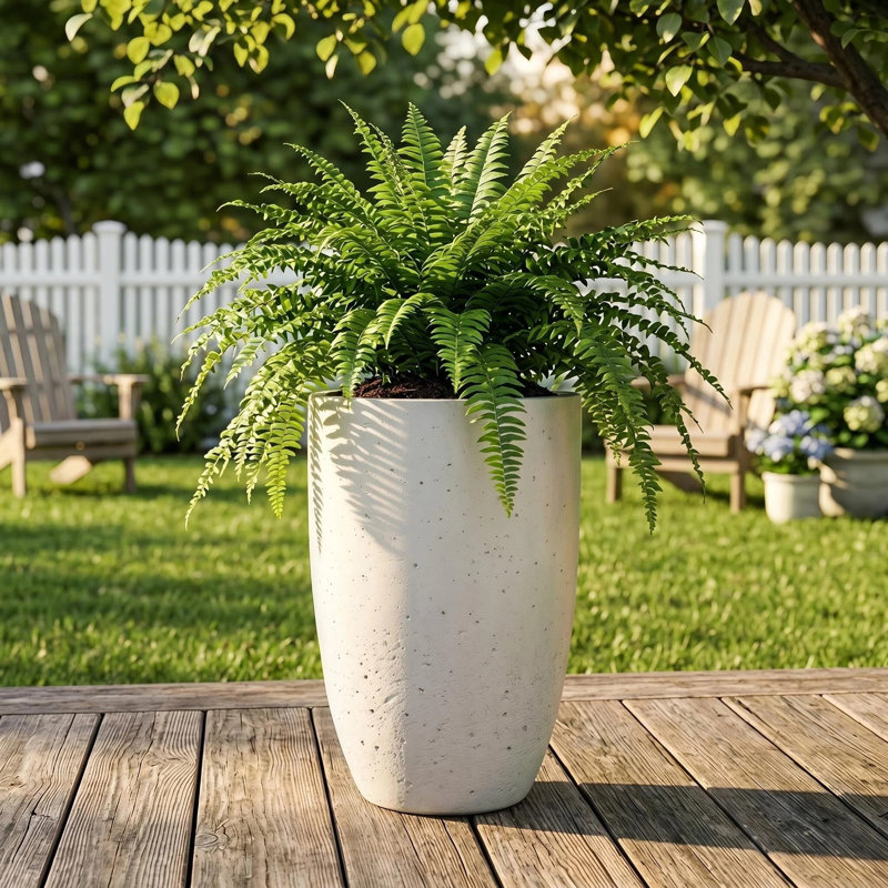 Pots à fleurs ronds fabriqués à la main avec trou de drainage l 15,1 po x H 23 po Mlotall, 23" H x 15.1" W x 15.1" D, Gray