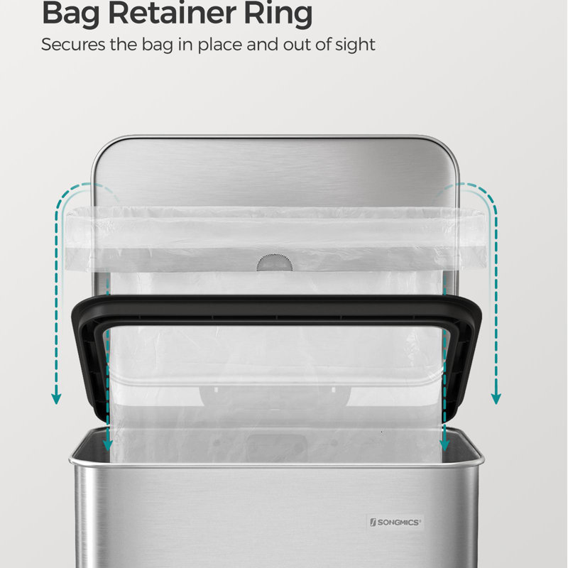 Silver Stainless Steel 10.5 Gallon Step-On Trash Can