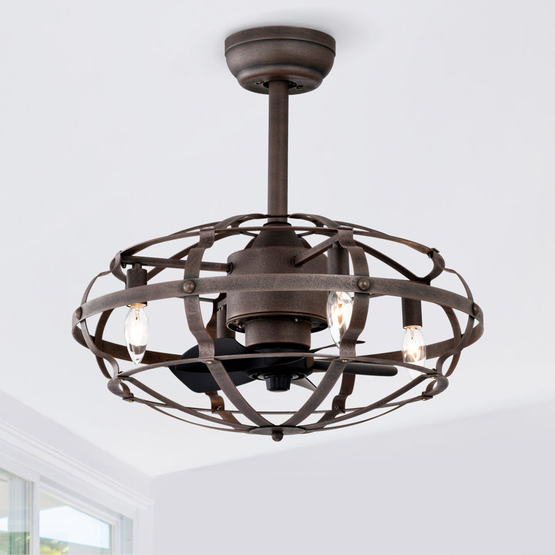 Best Sells Modern Enclosed Ceiling Fan Indoor With Remote Control And Bladeless Rust Red Industrial Ceiling Fan Light Kit