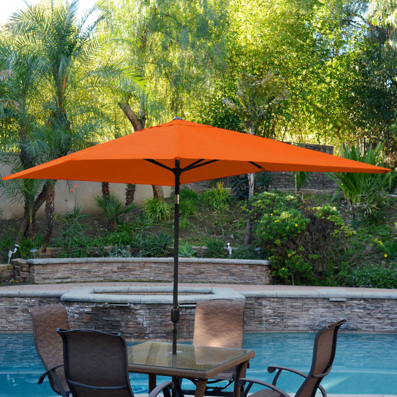 Parasol de marché rectangulaire 10 pi x 6,5 pi Norah, Noir, Orange