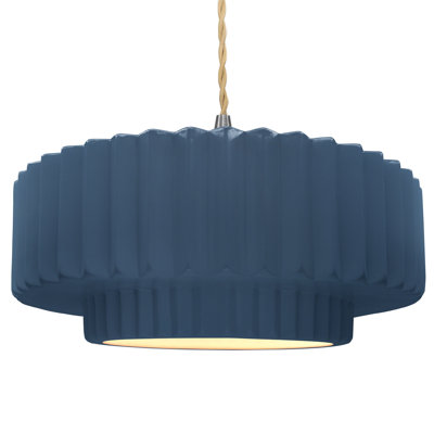 Gela 1-Light Ceramic and Metal Drum Pendant