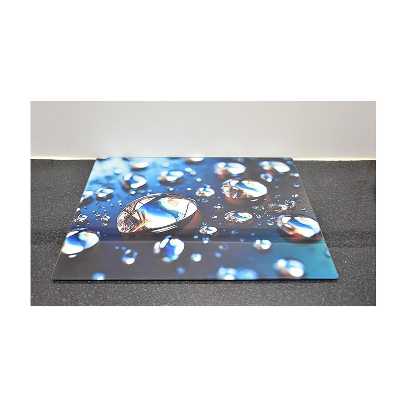 60X52Cm Reflections in a Drop Universal Hob Cover Plate Tempered Glass Worktop Saver Dishwasher Safe 5mm All Types of Cookers (Hob Cover)