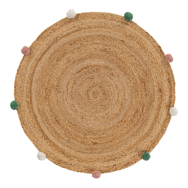 Kids Braided Jute Round Geometric Shapes Handmade Jute / Sisal Rug