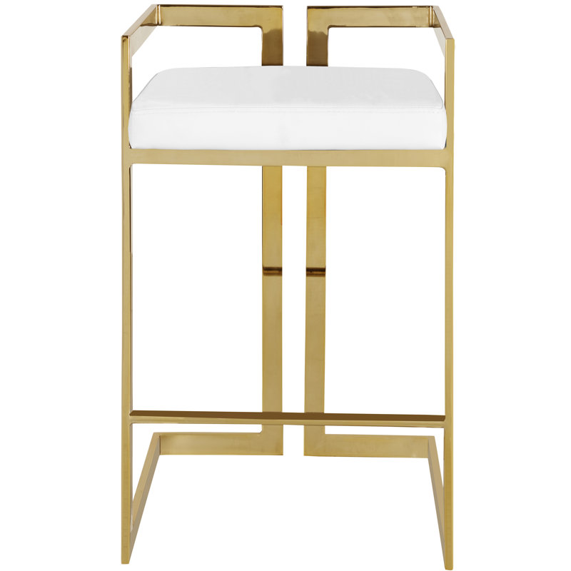Isam Upholstered Counter Stool with Metal Frame, Gold