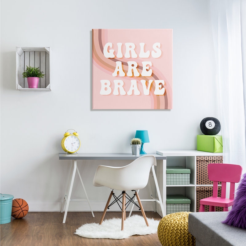 «Girls Are Brave Bold Retro», Toile tendue, H 30 po x l 30 po x P 1,5 po