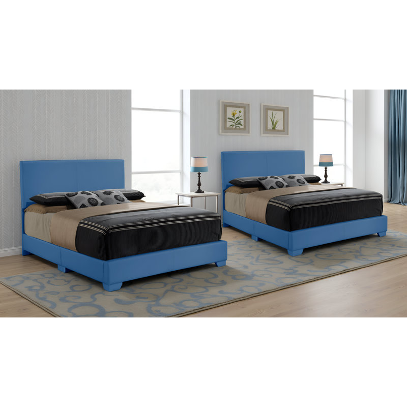 Ensemble de lit double en similicuir Anvers Cappuccino, Double, Cappuccino