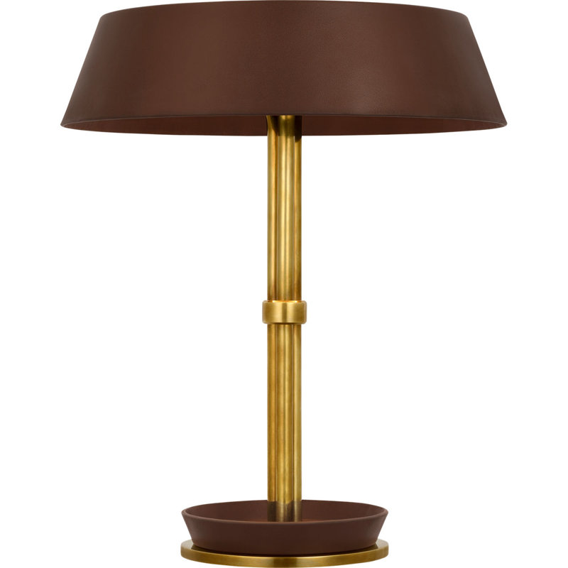Hudson St. 20" Table Lamp, Natural Brass/Carob Leather