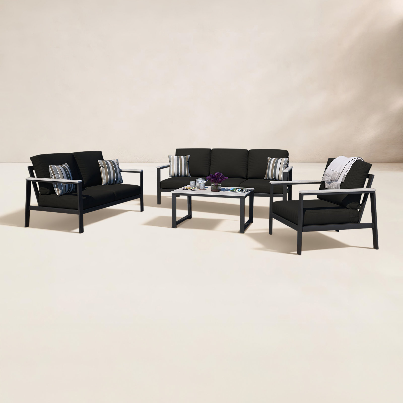 Townsend Patio Seating Group, Canvas Black Sunbrella® Canvas