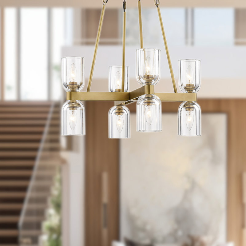 Lucian 8 - Light Chandelier, Vintage Brass/Clear Crystal
