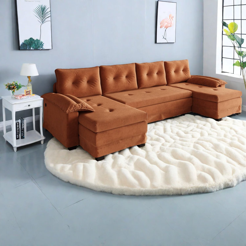 Canapé-lit modulaire multifonctionnel en U en chenille